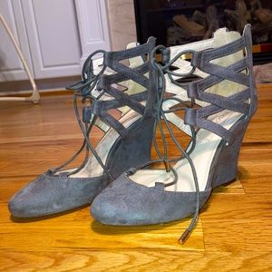 Grey Lace-up Heels